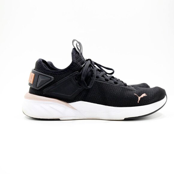 PUMA Amare Black & Rose Gold Knit Lightweight Running Shoes - Women's 9 - Picture 3 of 7